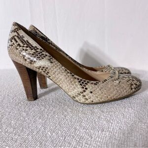 Geox Beige Brown Reptile Round Toe Heels 37